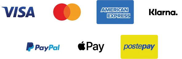 Metodi di pagamento accettati: Visa, Mastercard, American Express, Klarna, PayPal, Apple Pay, Postepay